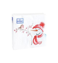 Салфетки 20*20 Bouquet НГ 2 слоя 30л. Милый снеговик /26/