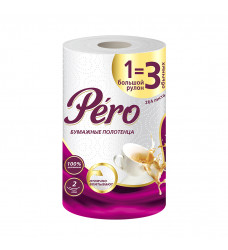 Бумажные полотенца Pero 1=3 / 1 рулон (33 метра) /12/ 7301 (Лилия)  7301/7304