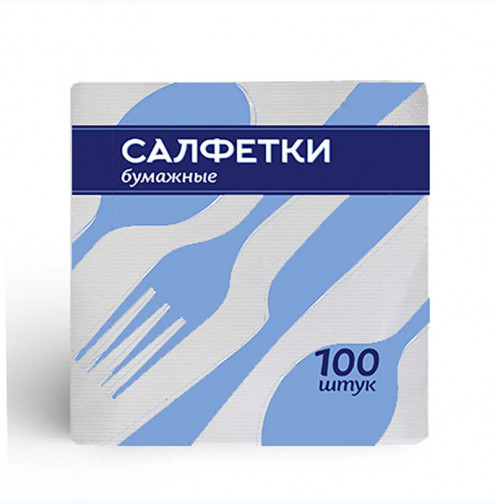 САЛФЕТКИ бумажные Лилия  100л белые 24*24 ВИЛКИ-ЛОЖКИ РОМАШКА /42/