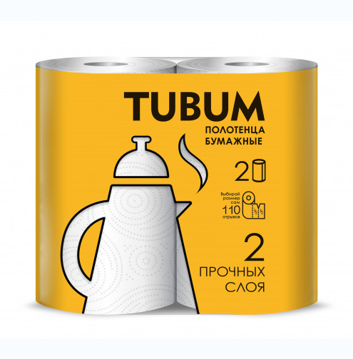 Полотенца TUBUM 2 рулона 12.5м 2 слоя /16/  10901180