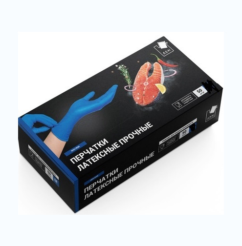 ADM Перчатки латексные   р-р L , особопрочные синие, неанатомические 50шт/уп ГОСТ 52239-2004