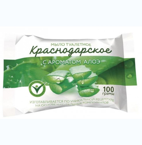 Мыло туалетное «Краснодарское» АЛОЭ 100 гр в обертке/66шт/МЕРИДИАН