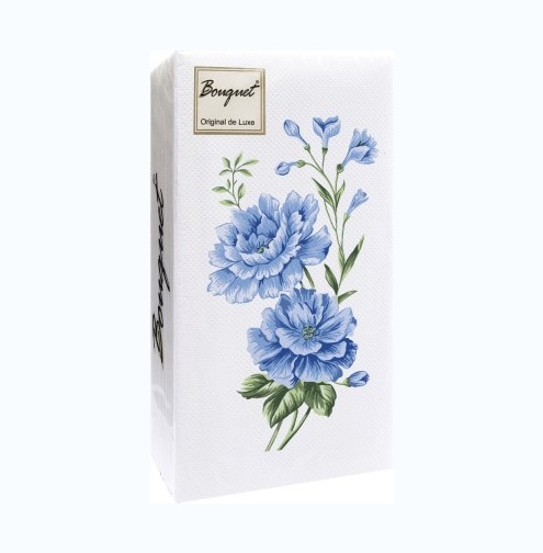Салфетки 33*33 20л 1/8 Bouguet 2хслойные Голубые Цветы /12/