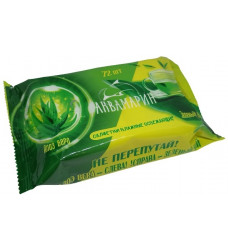 Влажные  салфетки Аквамарин, 72 л, освежающие/Алоэ вера - Зеленый чай без крышки, размер 175*110, плотность 35/30