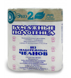 Бумажные ПОЛОТЕНЦА Набережные Челны 2рул 2-сл ЭКО СЕМЕЙКА  15метров/12/