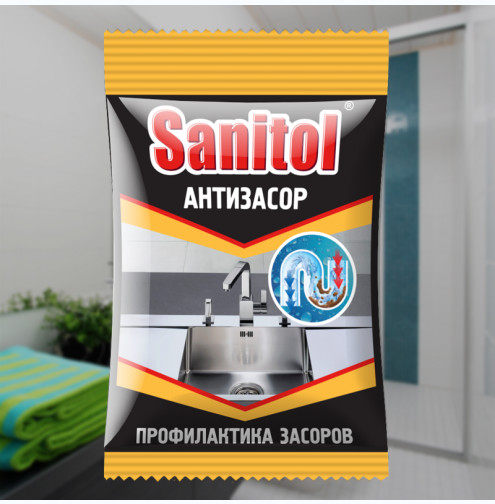 Чистящее средство Sanitol-Крот для труб, 90г/24/ЧС-152