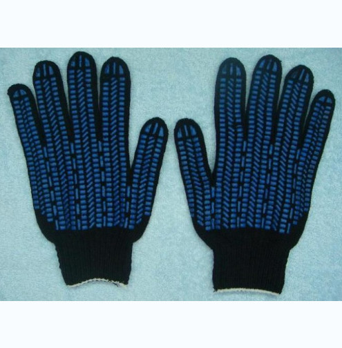 Перчатки х/б ПВХ 6нит.10/200/7,5 кл ЧЕРНЫЕ  ЛЮКС