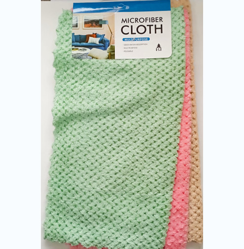 Салфетка из микрофибры 30*30см 3шт БЛИСТЕР МАХРОВЫЕ  РЕФЛЕНЫ  CLOTH 2028   C-75/12/600
