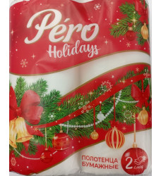 Бумажные полотенца "PERO" Holideys 2-х слойные 2шт. /12/   8127