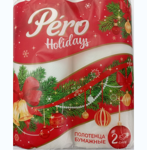 Бумажные полотенца "PERO" Holideys 2-х слойные 2шт. /12/   8127