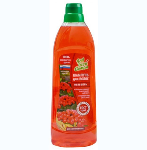 ДЛЯ ВСЕЙ СЕМЬИ Шампунь для волос Женьшень(для всех типов)1л /12/