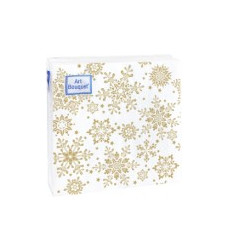 Салфетки 20*20 Bouquet НГ 2 слоя 30л. Золотые снежинки /26/